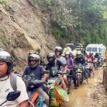 Debris clearance operations restrict traffic along the Ravangla–Yangang route near Gogunay in Namchi district, Sikkim.