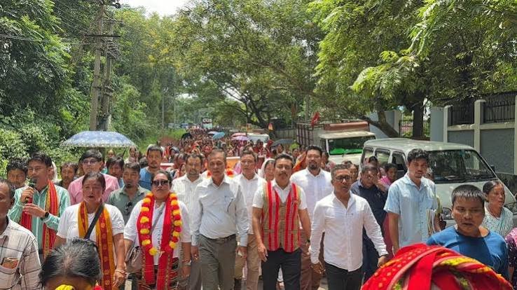 Candidates from major political parties file nomination papers ahead of the Tripura Village Committee elections.