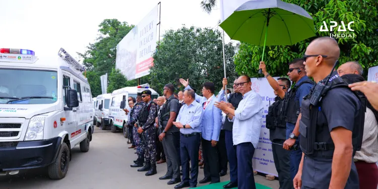 Healthcare workers and mobile medical teams support rural healthcare access across Churachandpur district in Manipur.