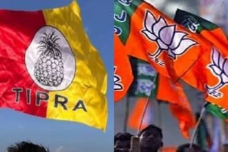BJP, Tipra Motha and IPFT candidates face overlapping contests during the Tripura TTAADC Village Committee elections.