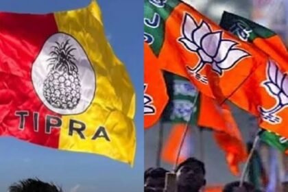 BJP, Tipra Motha and IPFT candidates face overlapping contests during the Tripura TTAADC Village Committee elections.