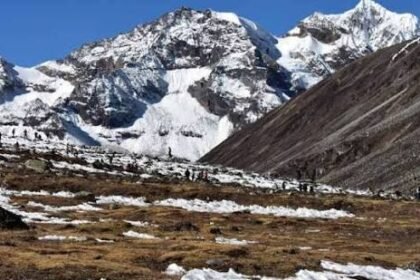 Fresh snowfall transforms Zero Point in North Sikkim into a snow-covered high-altitude winter landscape