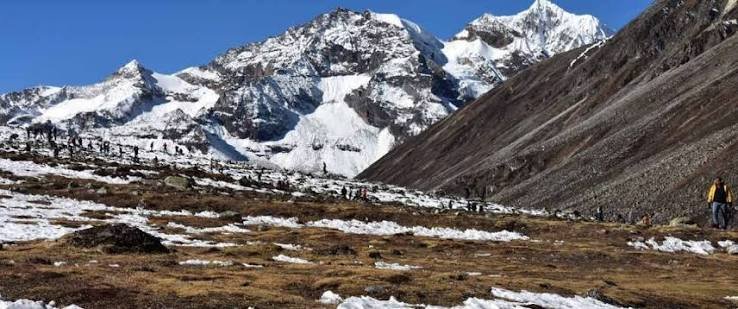 Fresh snowfall transforms Zero Point in North Sikkim into a snow-covered high-altitude winter landscape