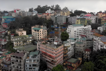 Mizoram government building in Aizawl amid a political debate over SASCI capital investment funding.