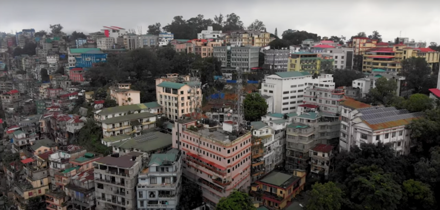 Mizoram government building in Aizawl amid a political debate over SASCI capital investment funding.