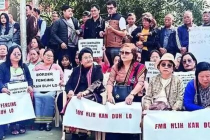 Mizoram officials and civil society representatives discussing humanitarian assistance and border coordination along the Myanmar frontier.