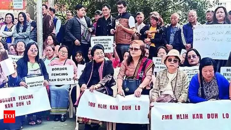 Mizoram officials and civil society representatives discussing humanitarian assistance and border coordination along the Myanmar frontier.