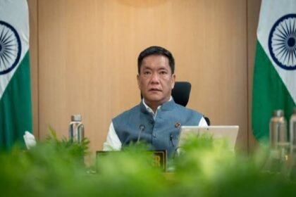 Alt Text: Pema Khandu’s visit to Yingkiong amid protests against the proposed Siang Upper Multipurpose Project in Arunachal Pradesh